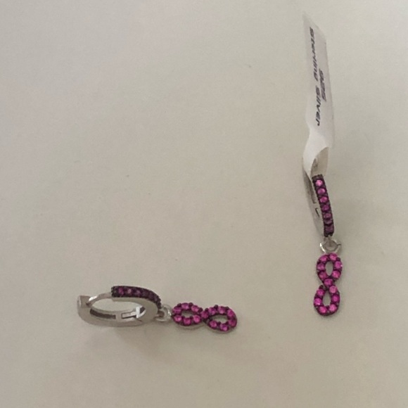 925 Silver infinity earrings cz stones hoop - Picture 6 of 6